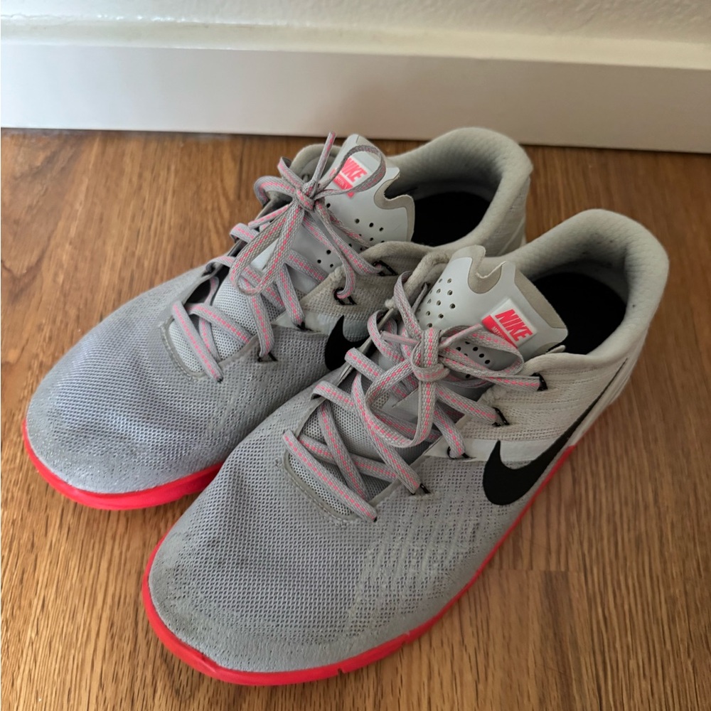 Nike Gray and Pink Metcon Training Shoes